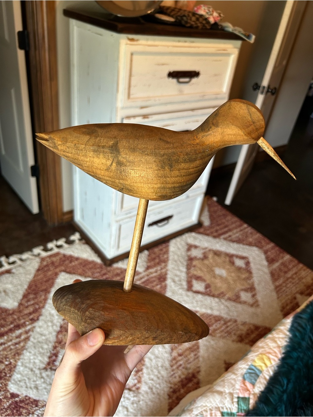 Wooden Shorebird Décor in Natural Brown - Brand